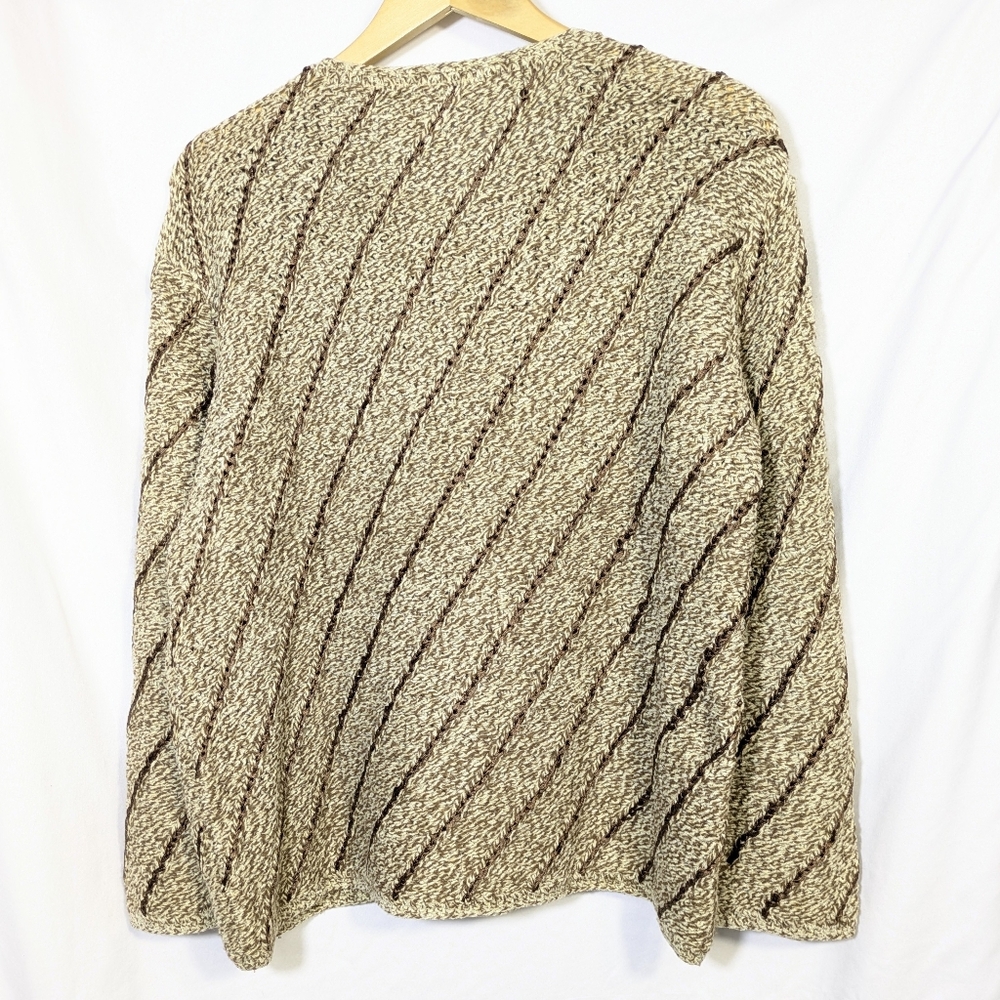 Vntg Liz Claiborne Oversized Knit Sweater Wool Blend, Ribbon Striped, Cozy Med - Picture 2 of 9